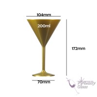 Gold Martini Cocktail Glass height 172mm top width 104mm bottom width 70mm