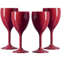 Sale Premium 11oz Red Polycarbonate Plastic Wine Glasses	