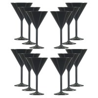 Sale Black Polycarbonate Reusable Matini Cocktail Glasses set of 12